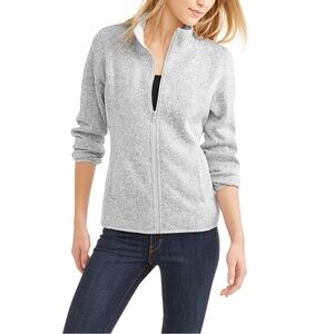 Swiss+Tech Women's Ivory Fleece Lined Zippered Gray Jacket XL